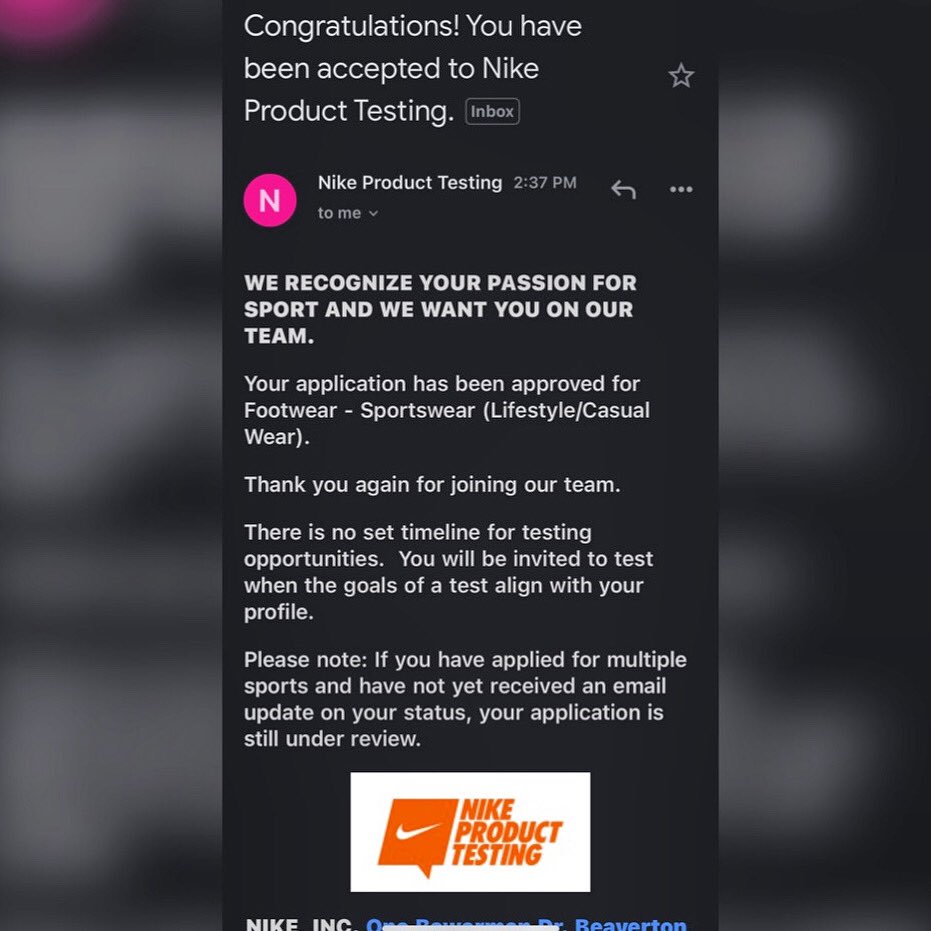 nike product testing application