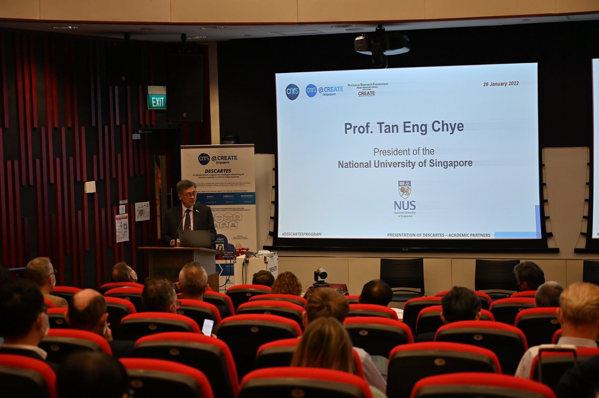 CNRSatCREATE's tweet photo. Professor Tan Eng Chye, President of @NUS.
“DesCartes program is a truly exciting partnership that will bring together France’s prestigious CNRS, Singapore’s A*STAR, 16 universities from both countries and a big industry expertise of five leading companies.”
#DescartesProgram https://t.co/ahEZZAQail