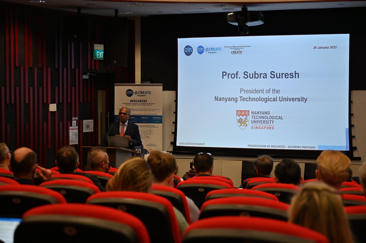 CNRSatCREATE's tweet photo. Professor Subra Suresh, President of @NTUsg.
“It is not just for the duration of the next few years: the implication and the impact of this work will continue for a much longer period of time”
#DescartesProgram @CNRSatCREATE https://t.co/mu08Il64Rk