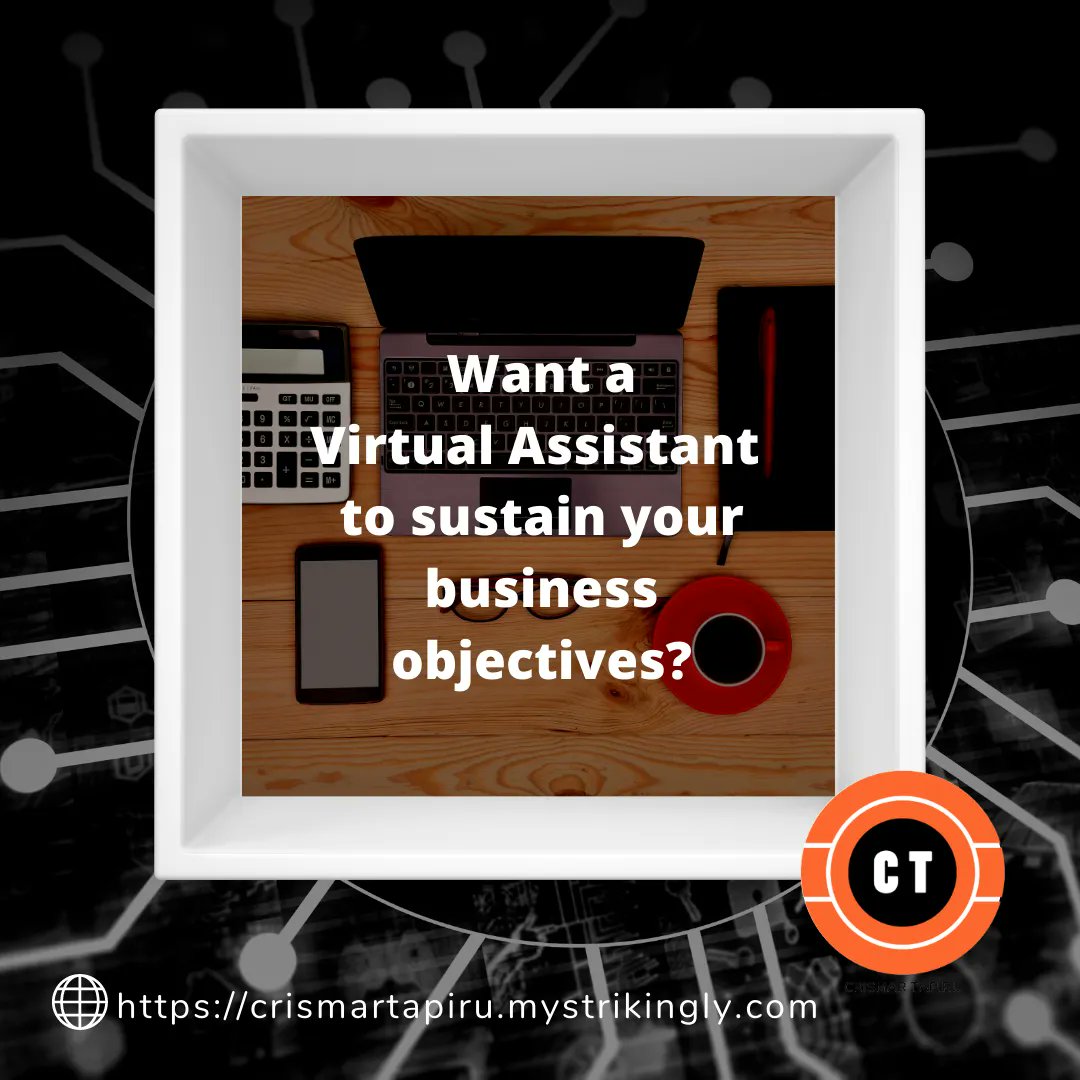 Work with a virtual assistant who knows how to monitor and sustain your business objectives.😀Reach me out through: 🌐 buff.ly/33toJYd
📞 buff.ly/3GHo045 📩 crismartapiru@gmail.com
#businessstrategies #businesstargets #businessobjectives #outputdriven #performance