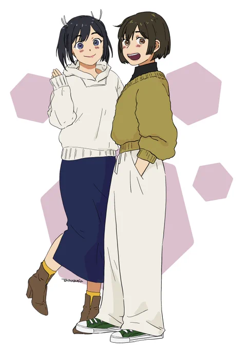 #女の子二人のイラストを貼る見た人もやる 