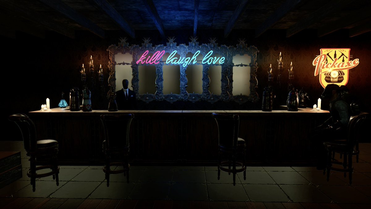 Another little peek 👀 This time, though, the whole place is done and I love it so much more than the original 🥰  #Fallout76 #FO76 #ShelterBuilds #CAMPBuilds #Speakeasy #Photomode