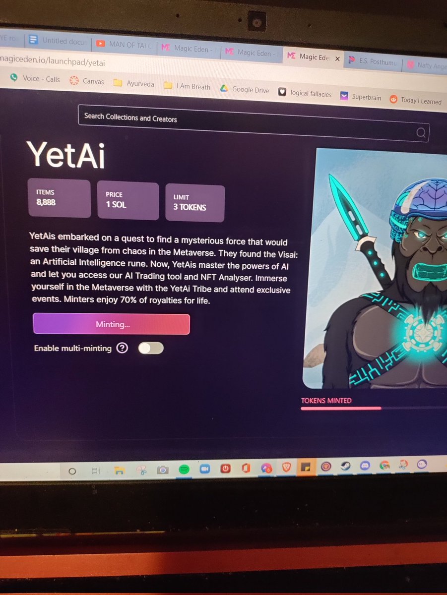 Shrim2224's tweet photo. It's minting! Can't wait to see what my @yetai_nft looks like! 🔥🔥
70% Royalties for life 🔥🔥🔥 https://t.co/iyNT6YGg7e