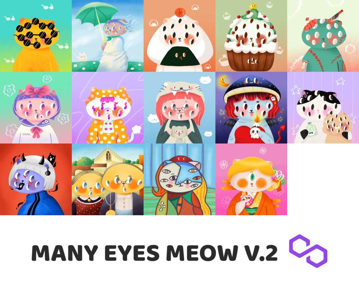 ✨UPDATE✨
Many Eyes Meow V.2 is a collection of many profile characters that hand drawn NFTs 👀✌️🐱
Sold 80+ by 70+ owner. 

Now have only 14 left ~
0.006-0.02 ETH (Polygon 💜)
👉 opensea.io/collection/man…

#NFTdrop #polygon #opensea #ManyeyesmeowNFT #PolygonNFTs