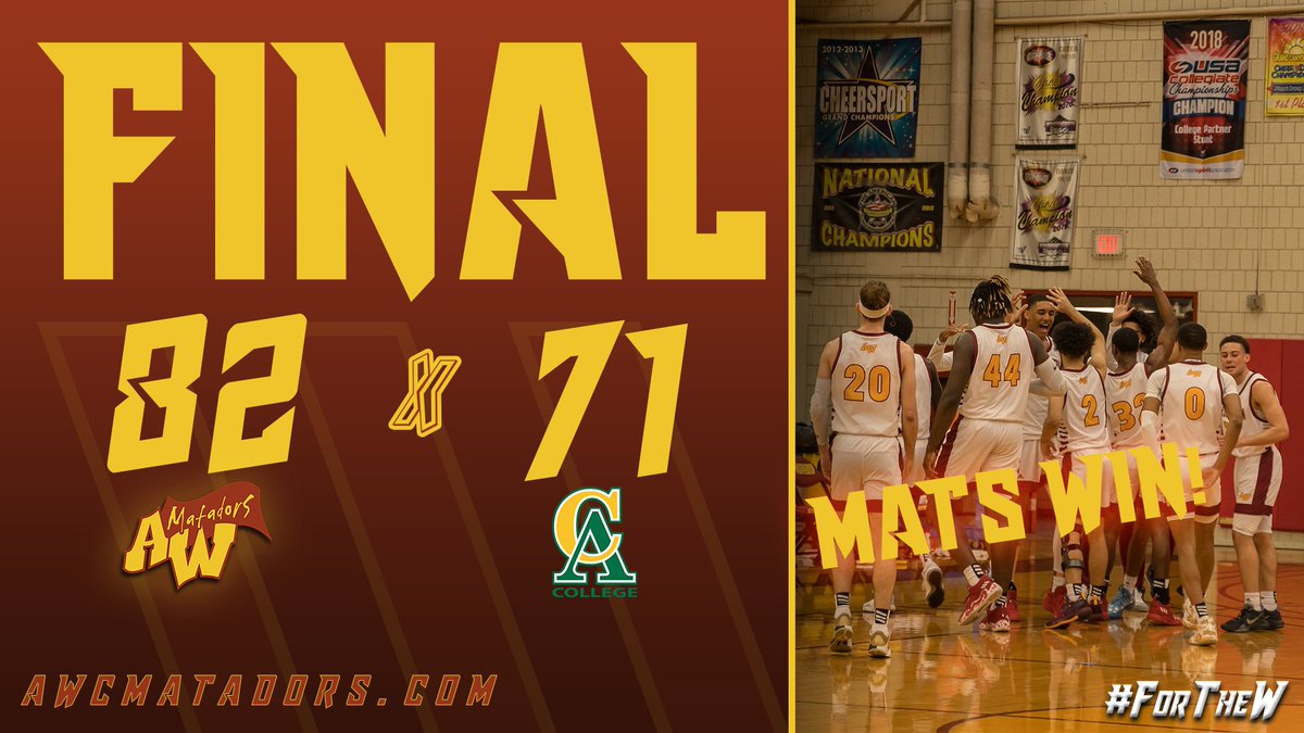 AWCMatadors's tweet photo. MBB | Mats Win‼️

Mojus scores 23 as the Matadors beat Central Arizona 82-71

#ForTheW https://t.co/385ODKcjBZ