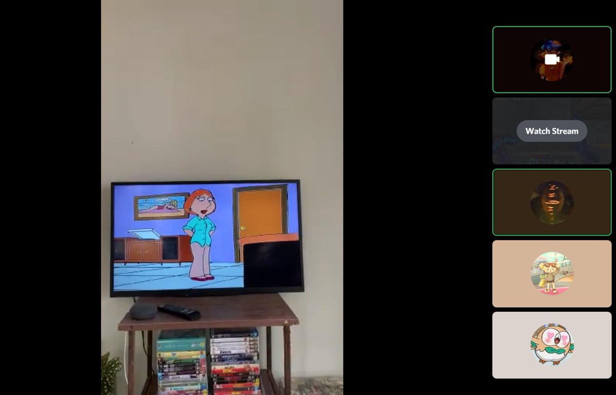 No but we're actually watching Family Guy on Linc's DVD player