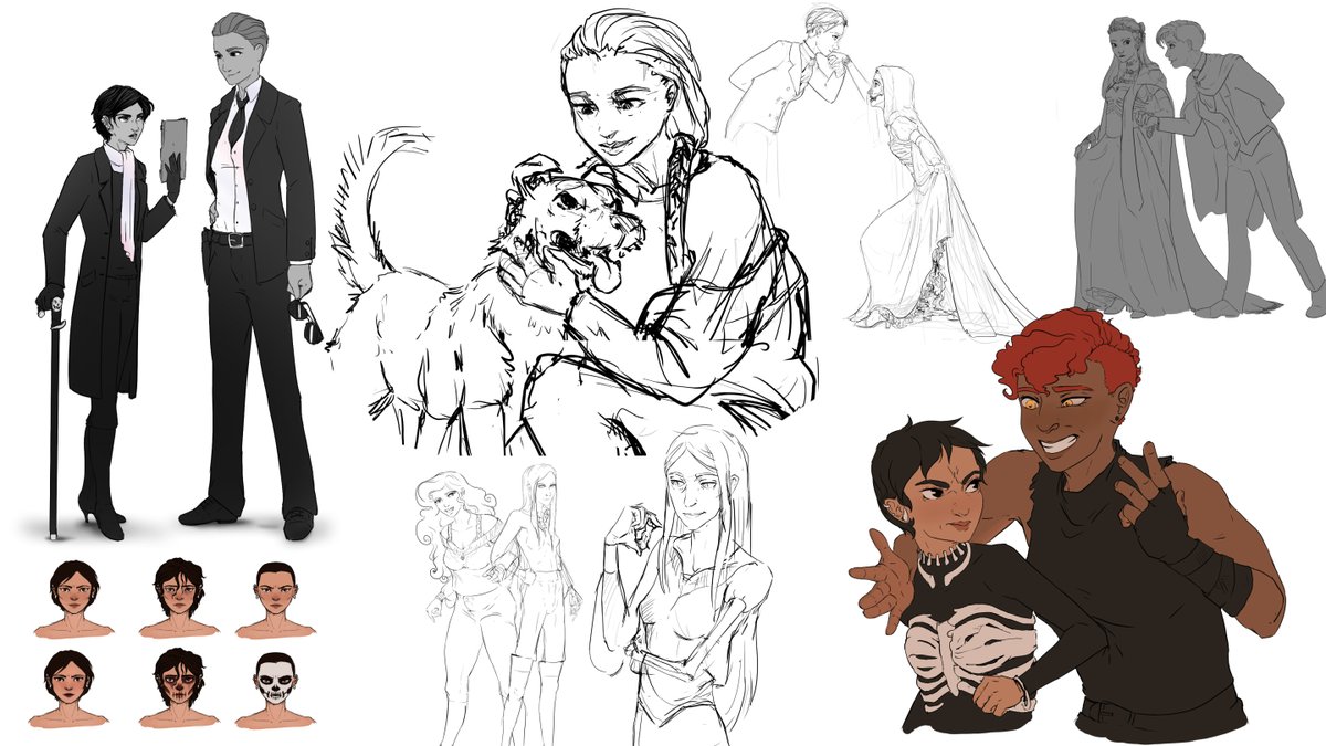 I added a Nona doodle to the pile I had so, might as well throw the pile out there. I got more art, including coms, that I really should upload. But Nona happened.

Divine Highness AU is my favorite canon one.
And I had an idea for a distant future necro crime drama, so... suits.