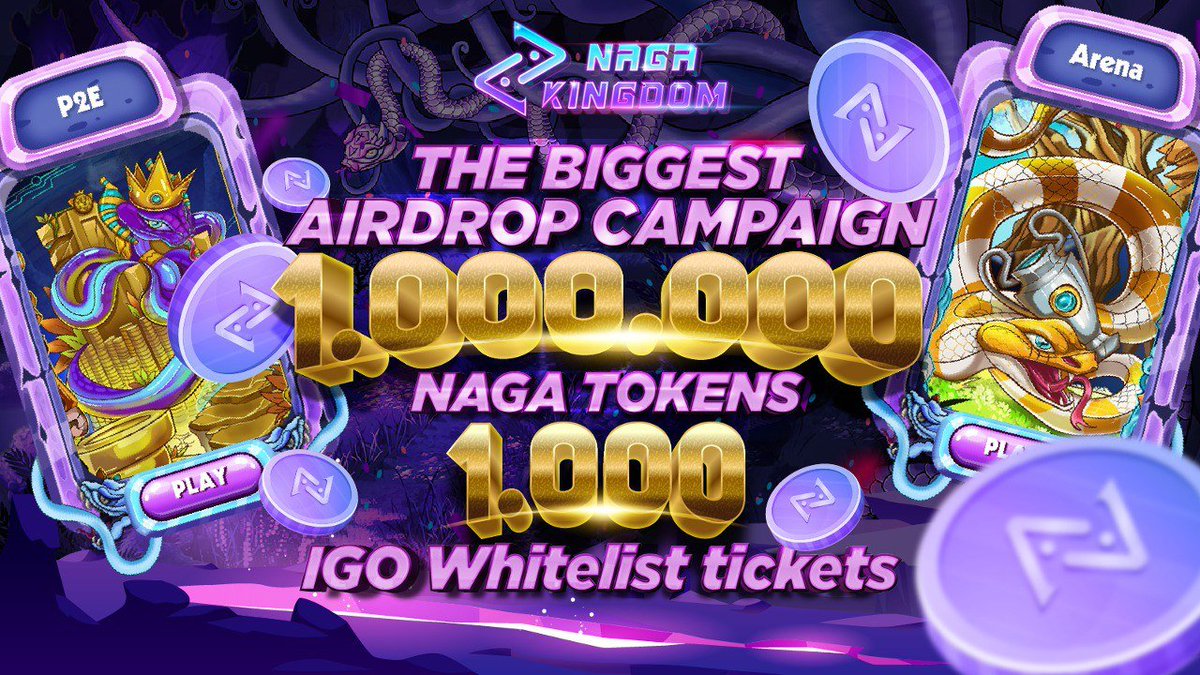 🔰 NAGA Kingdom Airdrop
🎁 Reward Pool: 1,000,000 $NAGA
👥 Referral: Top 100 Referrals
🧶 Rate: ⭐️⭐️⭐️⭐️⭐️
🗓 Distribution Date: After IDO

📚 Airdrop Link: t.me/nagakingdombot…

📡 Website: naga.gg #AirdropRampage