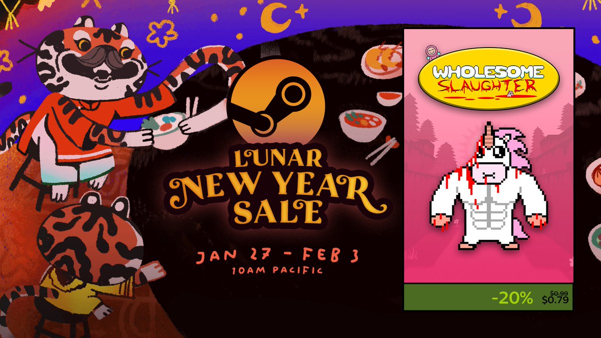 EclipseGameLabs's tweet photo. Don't miss out on the #SteamLunarNewYearSale🧨

Find our store page here:
https://t.co/luq5olnjj9

#indiedev #indiegame #indiegames #RETROGAMING #boomershooter #gamedev #madewithunity #pixelart #gameart https://t.co/hajTZ7ZRil