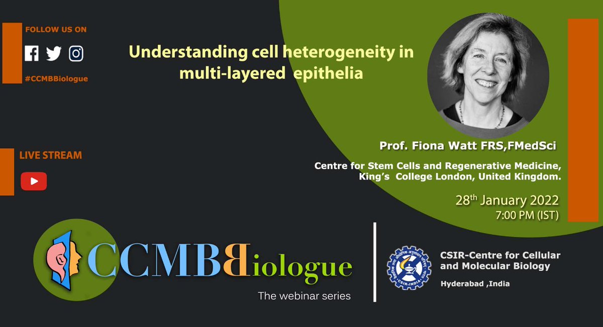CCMB (@ccmb_csir) on Twitter photo Tune in today evening with @FionaWattMRC from Centre for Stem Cells and Regenerative Medicine at <a href="/CBiologue/">CCMB Biologue</a>. Let's get discussing with her the power of single-cell technologies behind the Human Cell Atlas.
Join us here: us06web.zoom.us/j/82610322509
<a href="/CSIR_IND/">CSIR, India</a> <a href="/AcsirS/">AcSIR Research Scholars@CSIR</a> Tune in today evening with @FionaWattMRC from Centre for Stem Cells and Regenerative Medicine at <a href="/CBiologue/">CCMB Biologue</a>. Let's get discussing with her the power of single-cell technologies behind the Human Cell Atlas.
Join us here: us06web.zoom.us/j/82610322509
<a href="/CSIR_IND/">CSIR, India</a> <a href="/AcsirS/">AcSIR Research Scholars@CSIR</a>