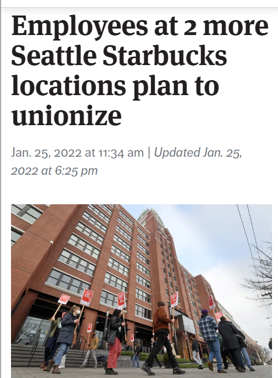 So far, 30 Starbucks stores unionizing nationwide ✊