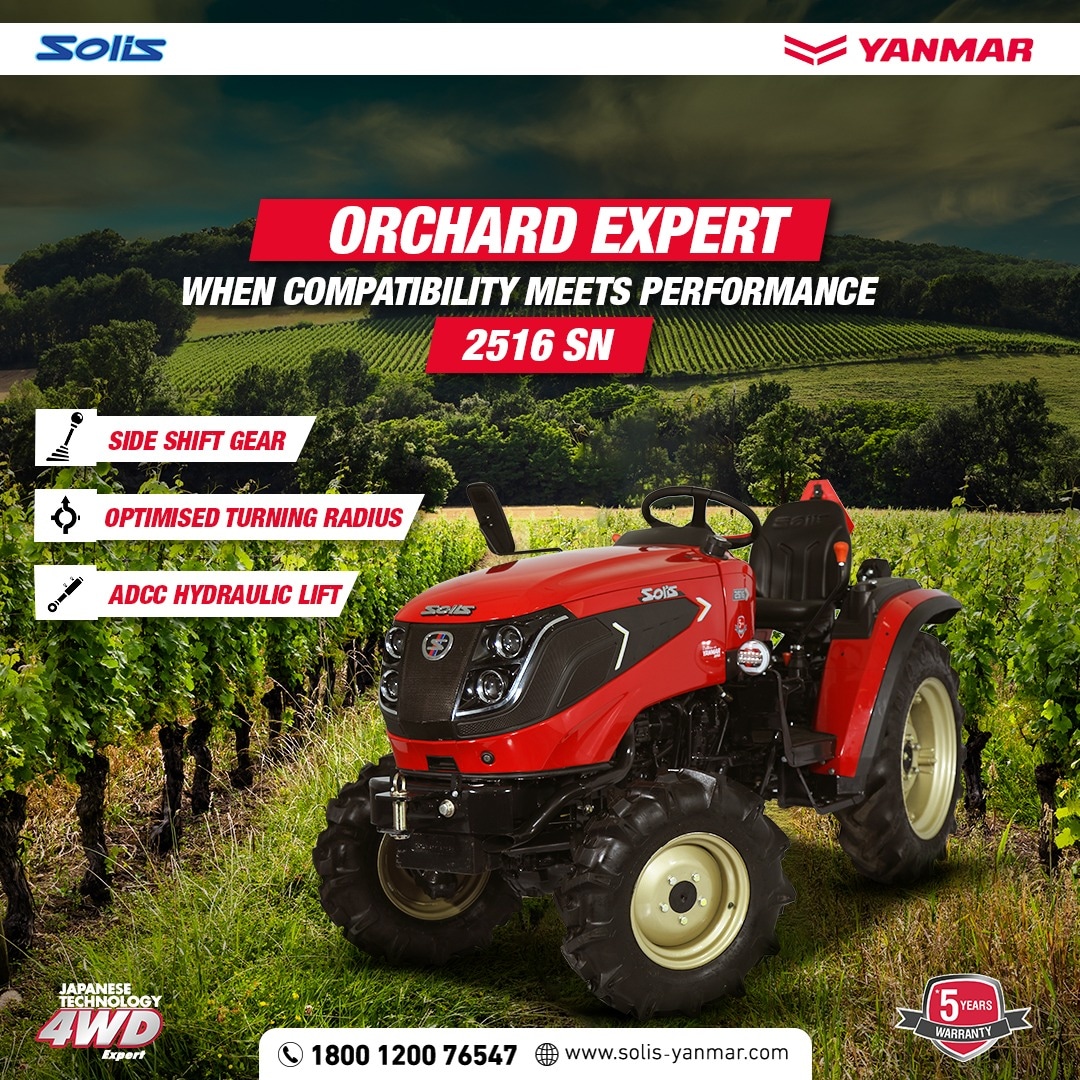 Solis SN 2516 tractor is a perfect fit for Orchard farming. With it’s Global 4WD expert technology & compact design, it provides optimum performance in narrow spaces.
Get your Solis today!!

#Solis #SolisYanmar #4WDExpert #OrchidExpert #Japanesetechnology #FutureIsNow https://t.co/6Lc4BXM9K7