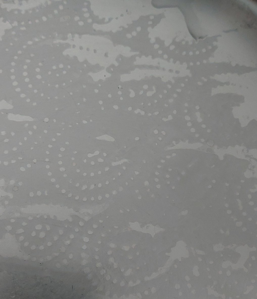 Pavan_KumarGV's tweet image. If you allow oil to diffuse through a patterned paper napkin on a plate, you can print that pattern on most of the dry plates in a kitchen. In this image, the darker regions are oil soaked, and the ligher circular regions are devoid of oil. 
#homeexperiment