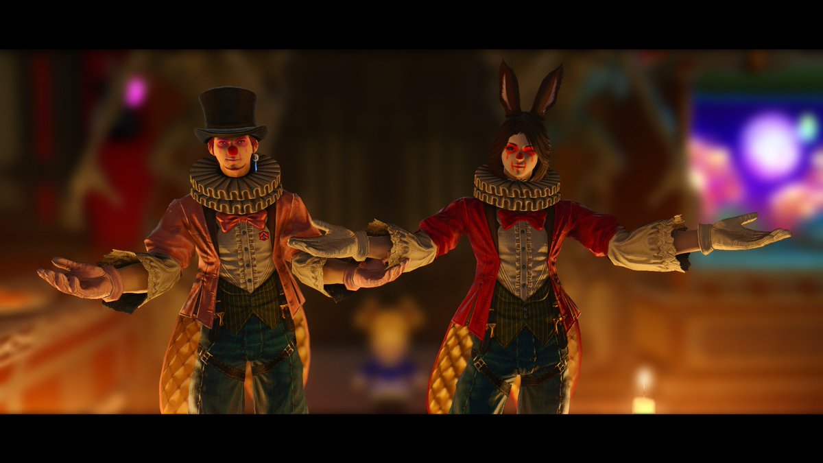 FlaresXIV's tweet photo. Altair and Conchobar welcome you to a night of fright during this year's All Saints' Wake! BOO!!👻 🤡 🎃 #FFXIV #ffxivsnaps https://t.co/H3PR8aVY70