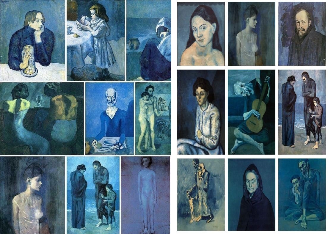 Pablo Picasso en phase bleue. entre 1901 et 1904.