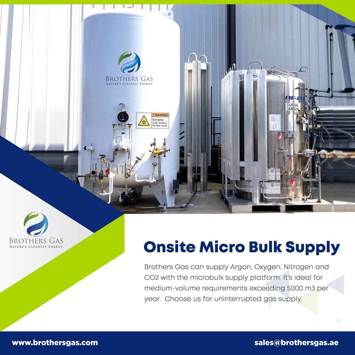 BrothersGas's tweet photo. Brothers Gas can supply argon, oxygen, nitrogen and CO2 with the microbulk supply platform.
💬 Call/WhatsApp at +971 55 290 3495
📧 sales@brothersgas.ae
🌎 https://t.co/YskPxr0fLv
#brothersgas #industrialgases #microbulk #liquidoxygen #liquidargon #cryogenicengine #uae https://t.co/hxbPCO9tas