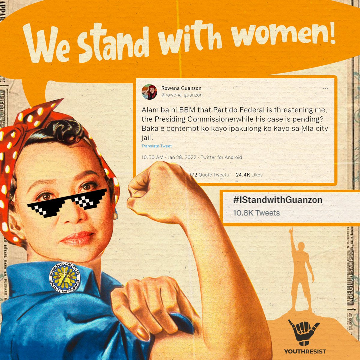 ✨Mismam, you dropped this 👑✨

Sigaw ng YouthResist? 
#IStandWithGuanzon #WeStandWithWomen! 
#BBMNumber1Sinungaling Makiisa sa twitter at facebook hashtag! Protect Commissioner Rowena Guanzon at all cost!