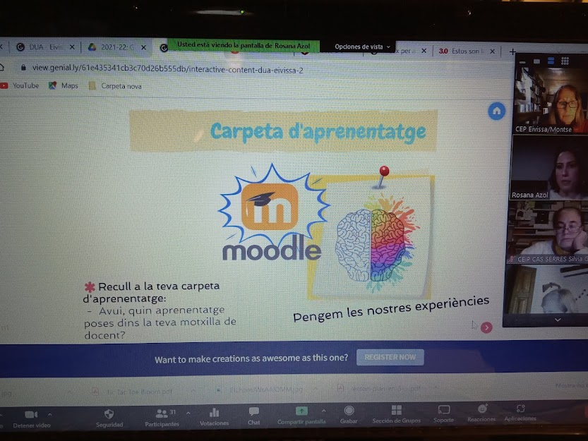 Segona sessió de la formació "Introducció al DUA" per els centres que formen part del programa PROA+ amb la Rosana Azol. Moltíssim interès i implicació per part dels centres.