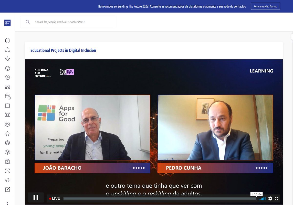 AppsforGood_PT's tweet photo. Estamos no #BUILDINGTHEFUTUREPORTUGAL 👉 https://t.co/GEBYclDkX3 Com João Baracho - Diretor Executivo do CDI Portugal e Pedro Cunha - Diretor do Programa Gulbenkian Conhecimento - em 
Educational Projects in Digital Inclusion. Acompanhem!! https://t.co/ZaclATcCbx