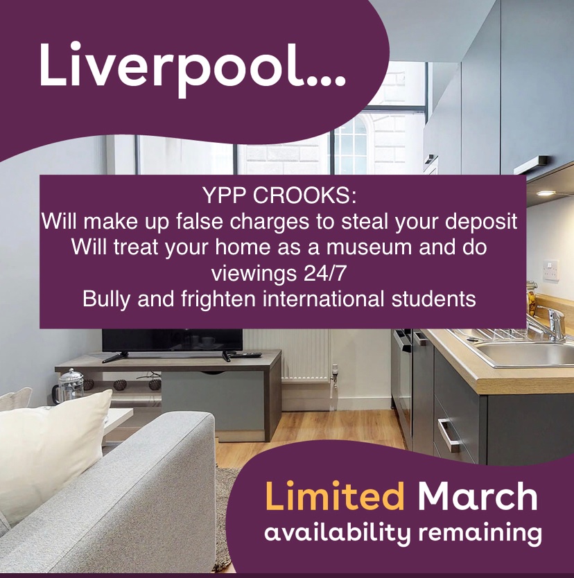YPP CROOKS will make up false charges on your deposit, treat your home like a museum, bully and frighten tenants.

YPP Lettings YPP_Lettings not affiliated with or connected to any similarly-named individuals or brands

#ypplettings #YPPfamily #YPPexperience #LiveOasis