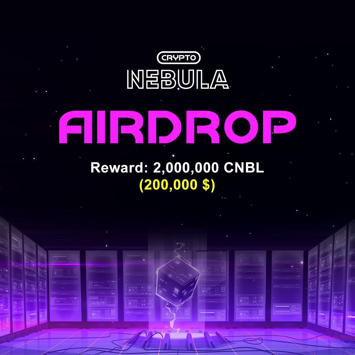 CryptoNebula #PlayToEarn game on BSC, use NFT spaceship to travel in galaxy to find resources to survive.
#Airdrop giveaway  
🏆2,000,000 CNBL 
💰200,000 $
💁‍♂️ 1,000 winners
x.com/nebula_crypto/…
#NFTGame