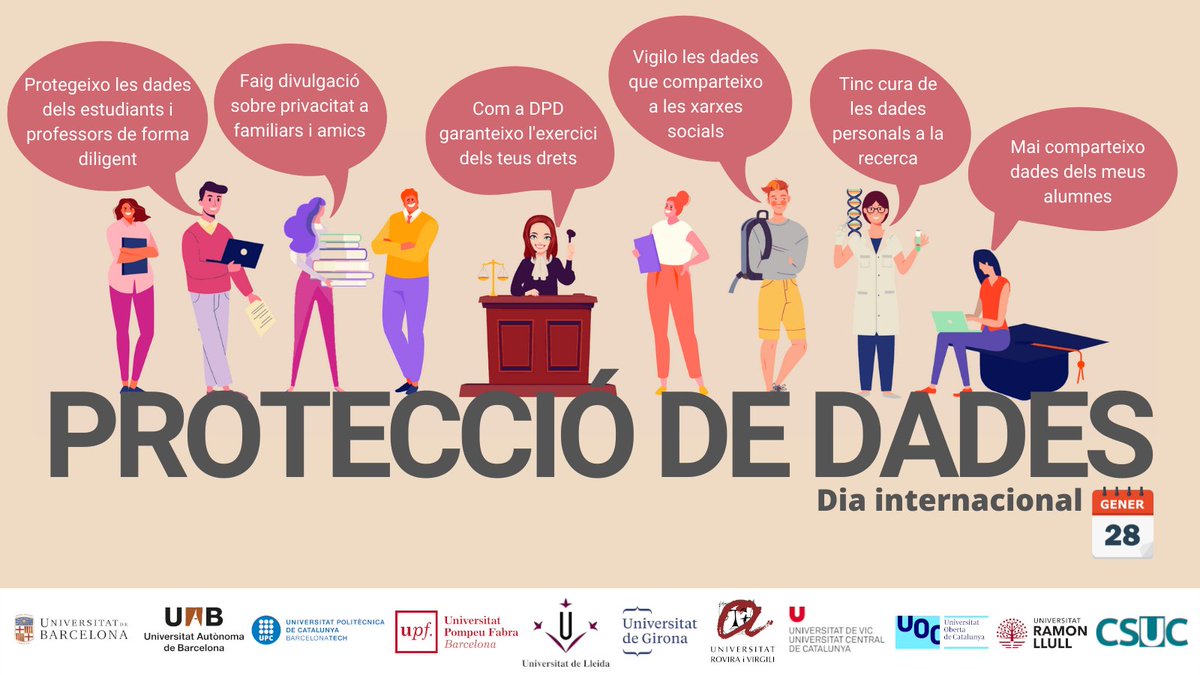 🔐 Avui és el #DiaProteccióDades des de la #UVicUCC ens hi sumem i treballem per protegir les dades personals de la comunitat, fer un ús segur de la informació i fomentar la cura a l'hora de crear contingut a les xarxes

📩Si tens dubtes pots contactar amb dpd@uvic.cat