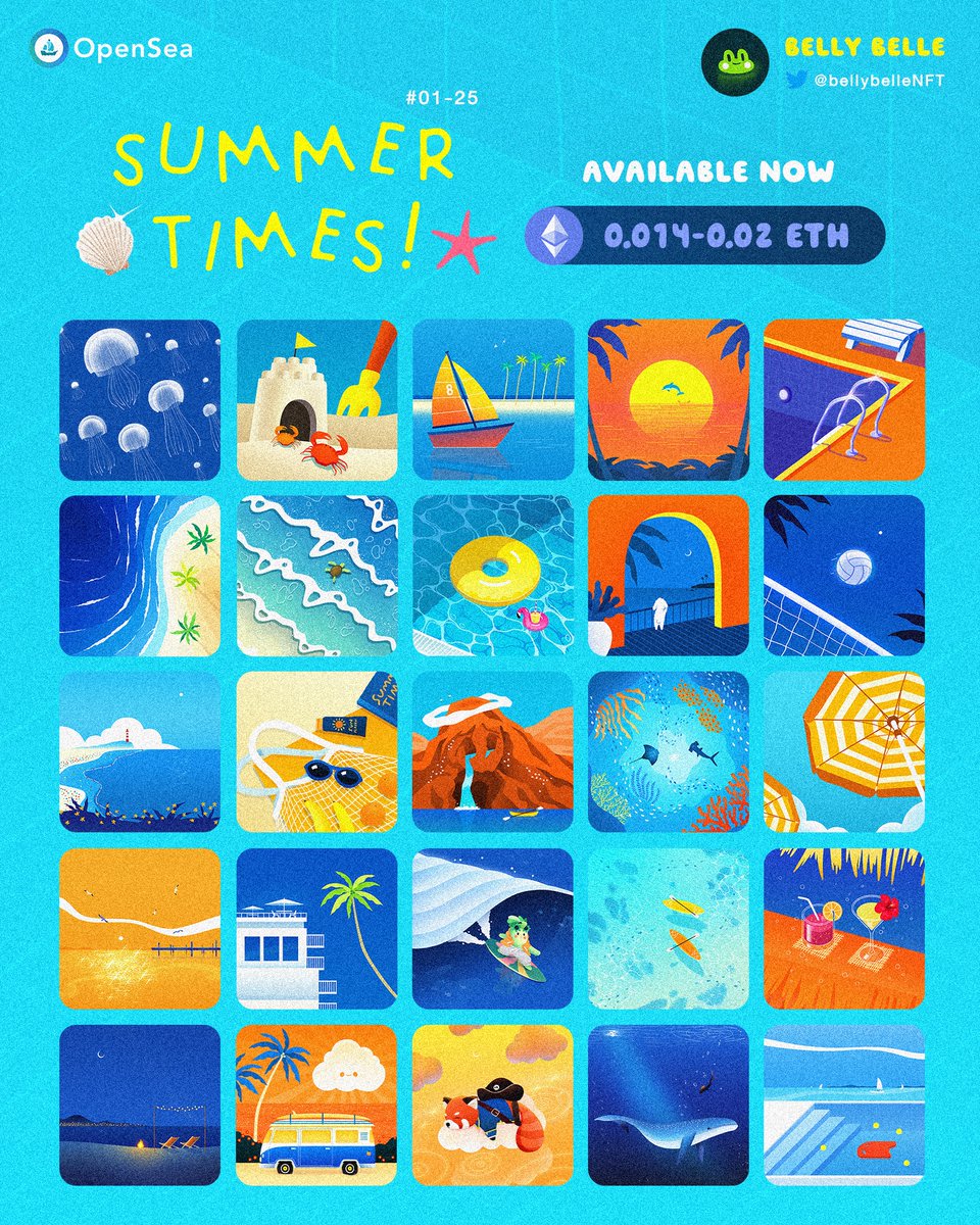 bellybelleNFT's tweet photo. 🚨Collectors Needed!🚨
'Summer Times!' collection is already completed. Come and grab your fav Summer Vibes.

🔥Only 10 pieces left!🔥 
Available now on @opensea
https://t.co/xBi9bj912G

#NFTArt #NFTCollection #NFTCollector #OpenSea #NFTThailand #NFTThaiArtist #NFTThaicommunity https://t.co/Zt5b79smpt