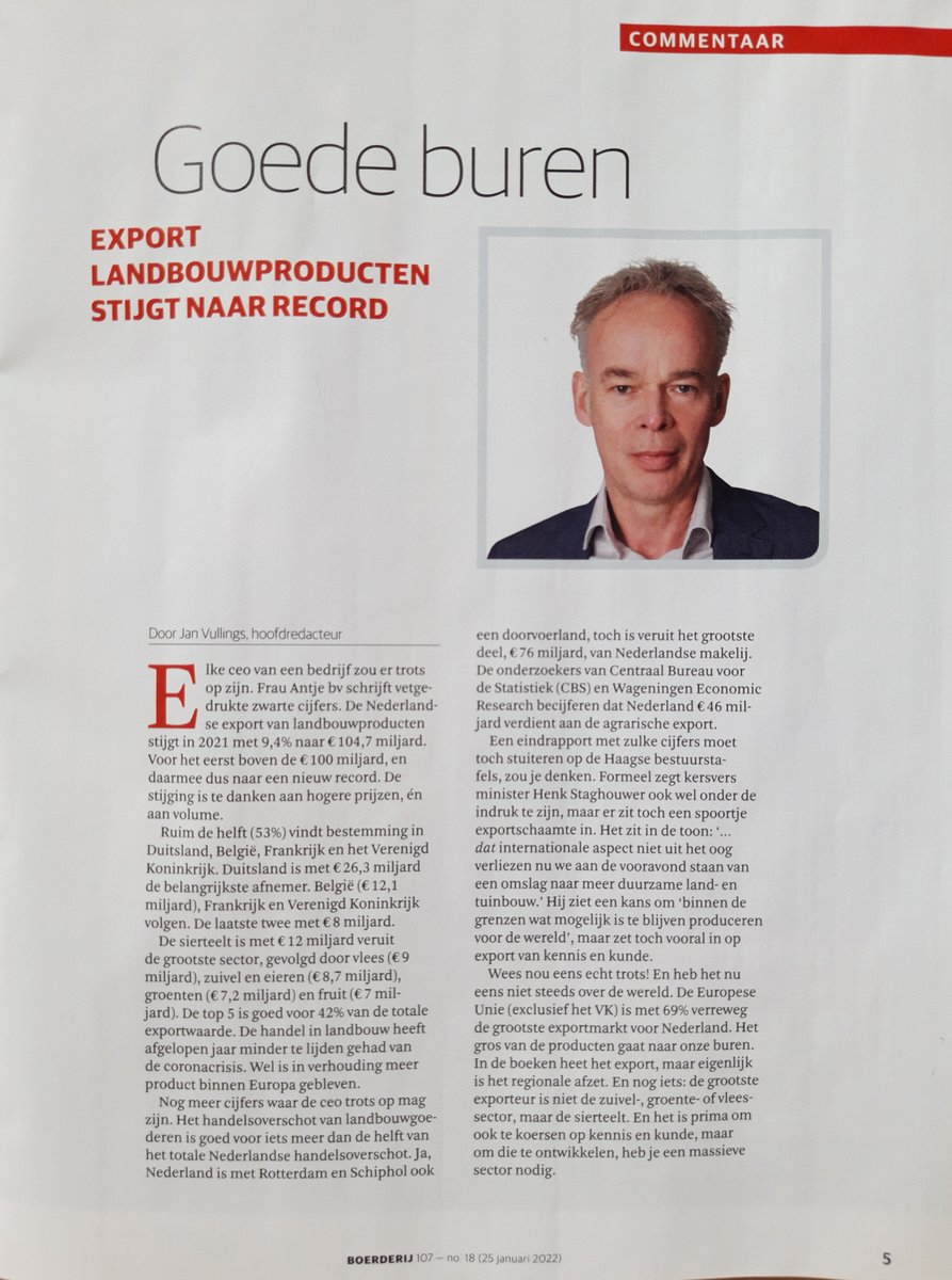 PHMulder1's tweet photo. Jubelstemming in boerenvakbladen over #Exportcijfers Landbouw-NL. Echt waar? Klopt, 't is leuk voor CEO’s in #Agrocluster.
Maar boeren(-coöp.) mogen op houtje bijten en zien naast vruchtbare bodem ook draagvlak voor de #intensivering in samenleving verdwijnen. #uitzichtloos 1/5 https://t.co/VxCcIZ3XMl