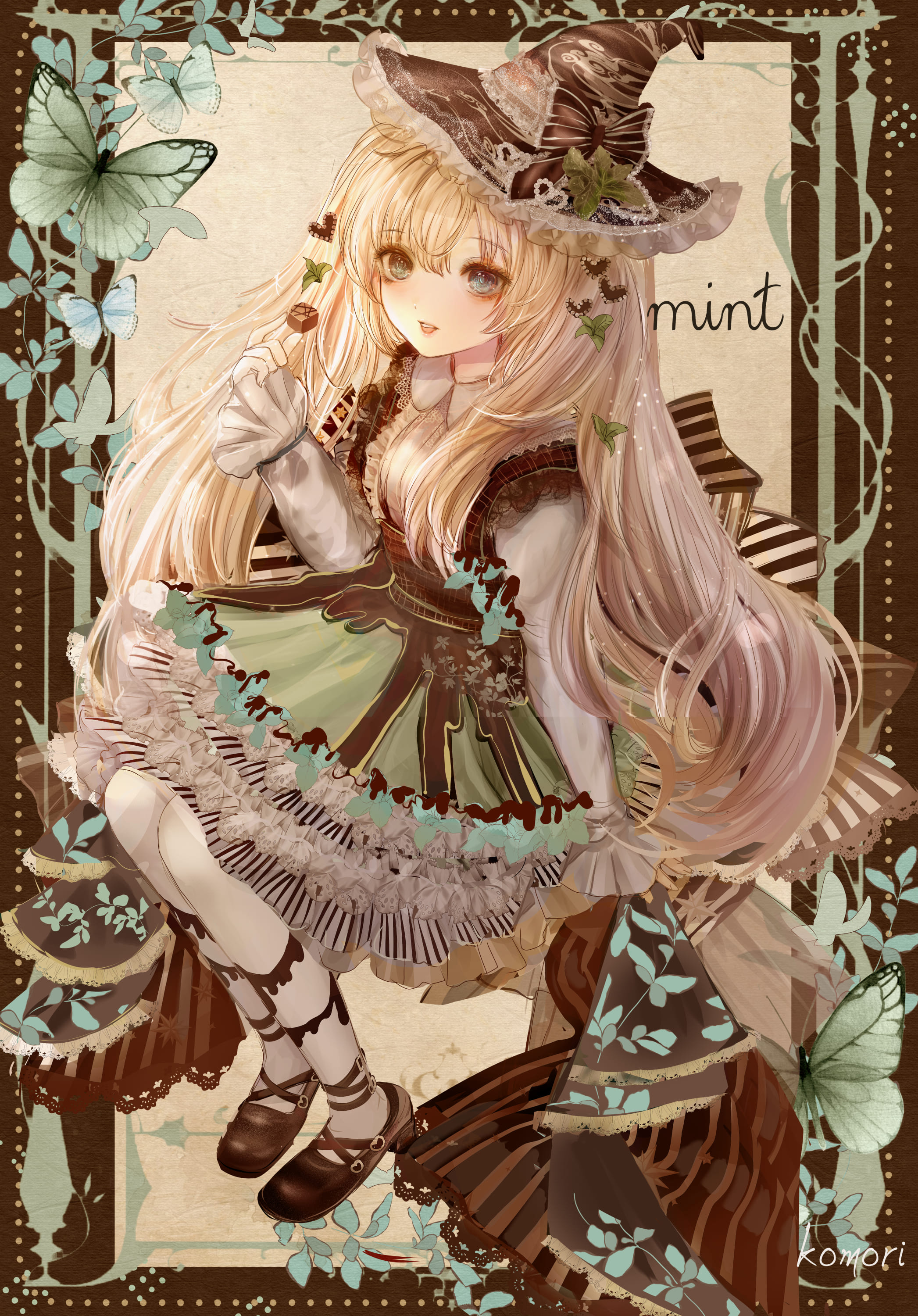 こもりひっき ローソンブロマイド発売中です Mint Chocolate 全身版 ミントチョコなおしゃれ魔女 魔女の世界の バレンタインロリィタファッション イラストです バレンタイン22 ロリータファッション 創作イラスト みんなで楽しむtwitter