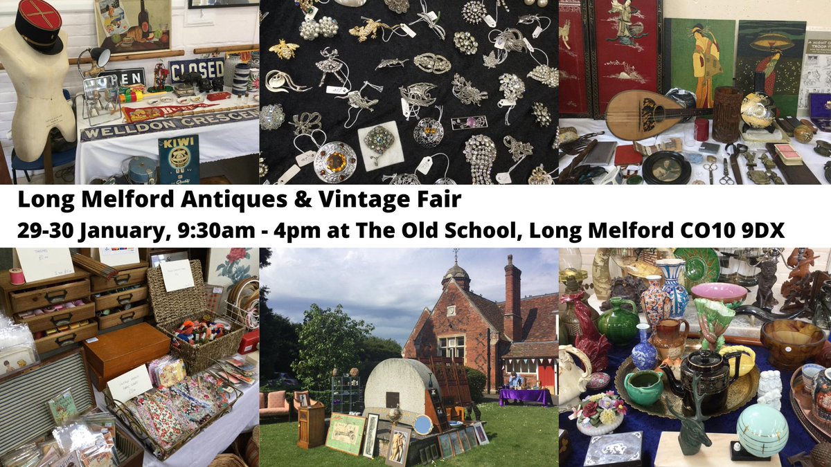 melfordfair's tweet photo. Set to be a great weekend for #antiques in Long Melford #Suffolk! We're at the Old School 9:30-4 Saturday &amp; Sunday 29-30 January. Pop along and bag a bargain! 💐 https://t.co/ZYQlRdzbkb
