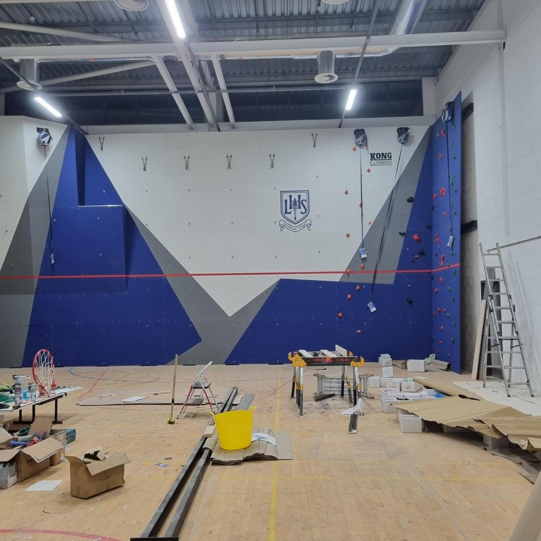 LarbertHigh's tweet photo. This week the installation of our new climbing wall started - it's looking really good (and coming to a PE curriculum near you, very soon!). https://t.co/ZKmQjvFboj