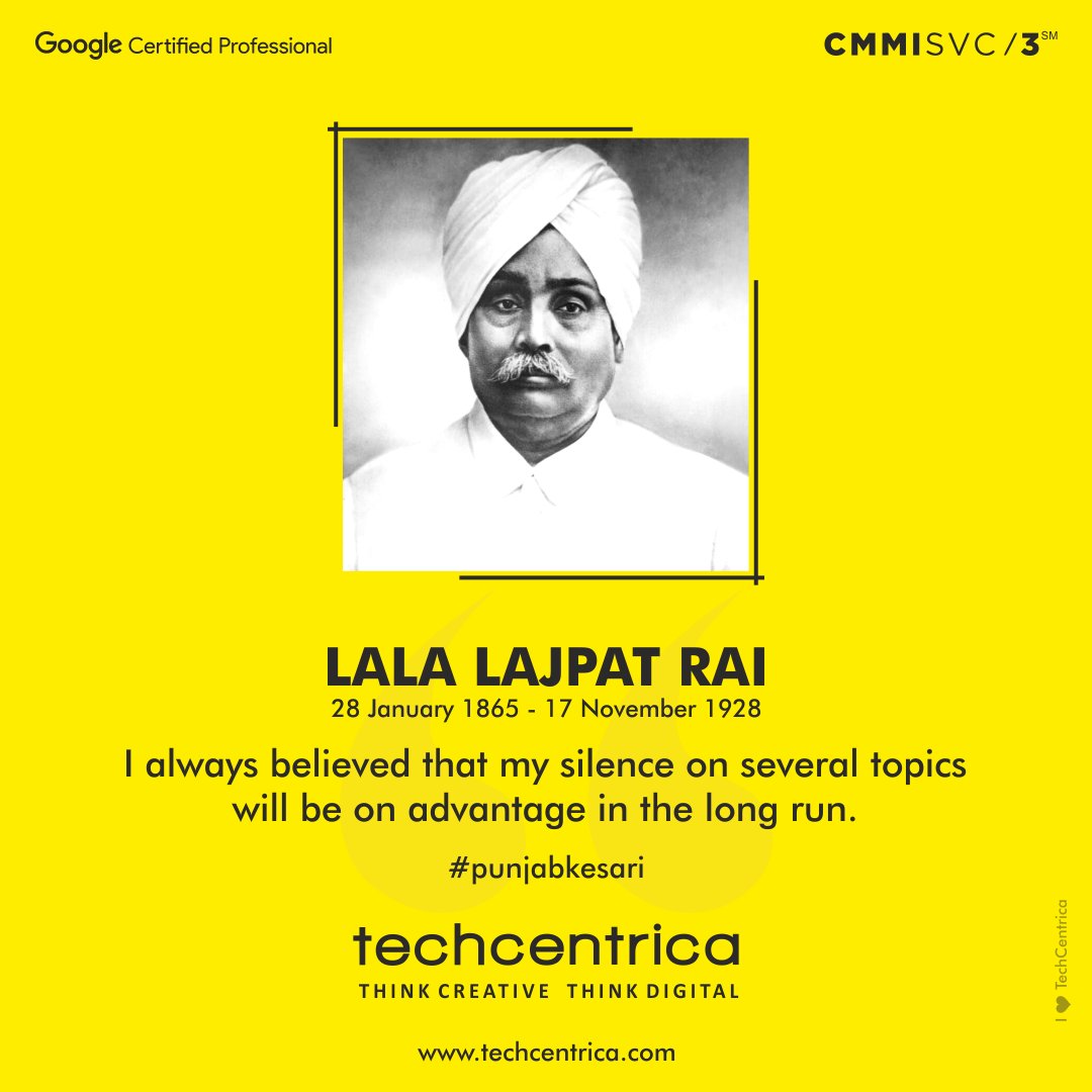 Tech_Centrica's tweet photo. Remembering the great Indian freedom fighter #punjabkesari Lala Lajpat Rai on his birth anniversary.
His bravery and sacrifices are an inspiration to us all.
-
#LalaLajpatRai #FreedomFighter #28janlalalajpatraibirthday #techcentrica #thinkcreativethinkdigital https://t.co/a4jsHKxkJQ