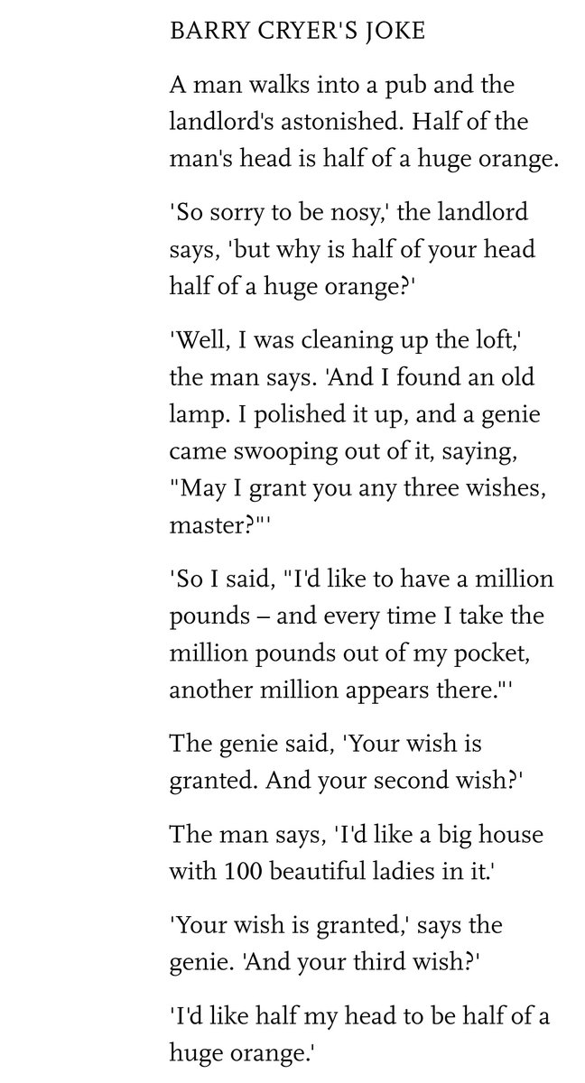 I reckon this is almost a perfectly written joke. RIP Barry Cryer. <a href="/Herring1967/">Richard K Herring</a>. So glad you managed to meet him.
