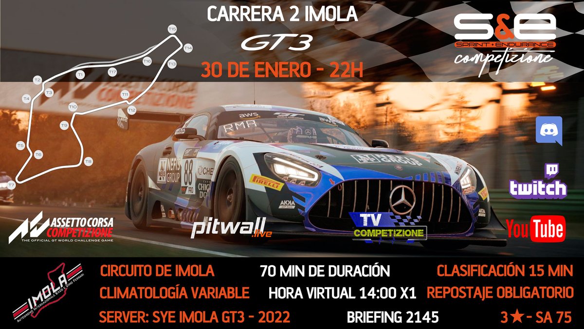 Segunda carrera del Campeonato Gt3 en SyECompetizione con Retransmisión de Tvcompetizione
Increíbles tiempos en nuestro lapstap
Te lo vas a perder?
Con nuestro patrocinador  a todos lados. BODEGAS ZUDUGARAY
txakolizudugarai.com
Discord
discord.gg/NTrRSec6
@CarlosM40595575