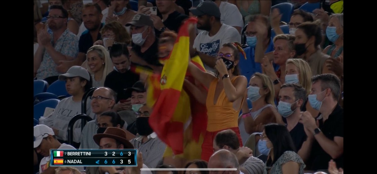 karunksingh3000's tweet photo. Crowd Cheering on Rafa on the cusp of winning his Beautiful Wonderful Fantastic Semi-Final Match. Wish you all the best for winning 22 in '22 (Australian Open and French Open!) #AusOpen https://t.co/zk7HkGENeM