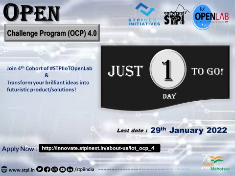 STPIBengaluru's tweet image. Only 1 day left! Hurry up, Electronic h/w startups in #IoT domain to Participate in 4th cohort of #STPIIoTOpenLab &amp;amp; transform innovative ideas to Products/Solutions. Apply now: innovate.stpinext.in/about-us/iot_o… #STPICoEs #STPIINDIA