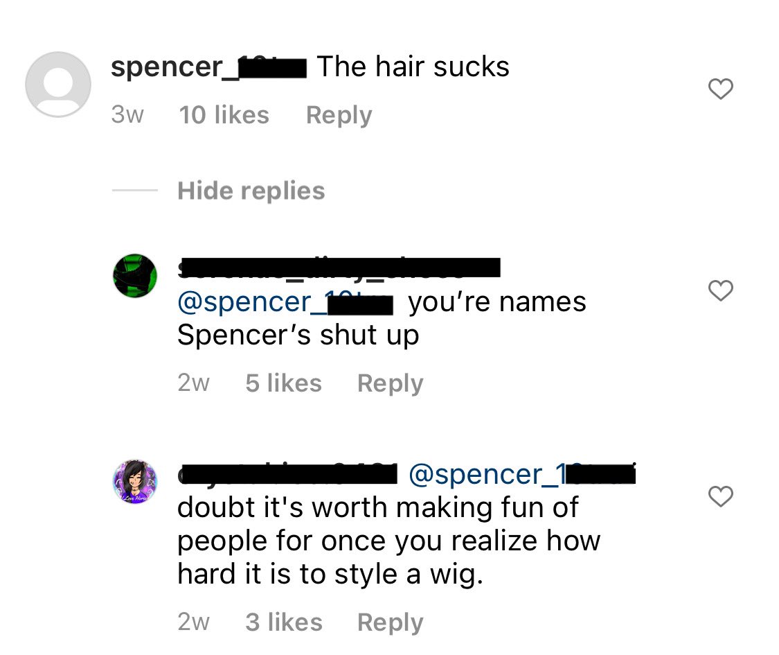 KawaiiKiwiCos's tweet image. My Hate Comments with the Best Replies👌🏻👏🏼 the Spencer one was Hilarious to me 😂 #hatecomments #funny