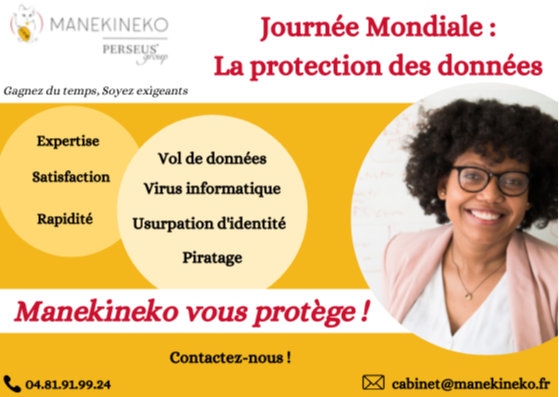 CorineMonteil's tweet photo. 🔺Journée Mondiale de la Protection des Données🔺

Manekineko, membre de Perseus＊Group, accompagne les entreprises au quotidien dans la protection de leurs données sensibles, ainsi que celles de leurs clients. 🛡

Contactez-nous pour plus d'informations ! 😊

#cyberrisque https://t.co/5mUm3qjeyF