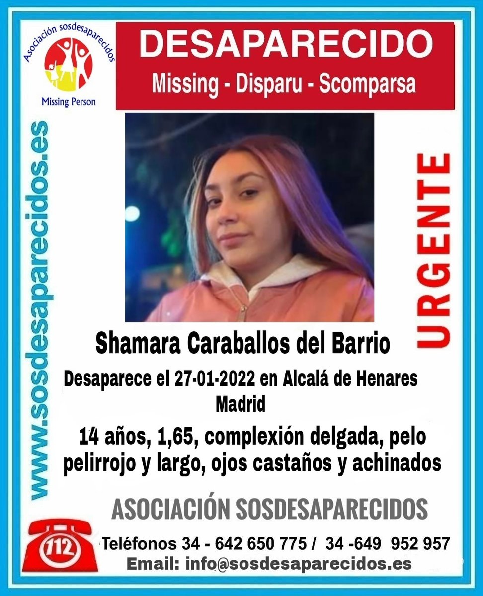 guardiacivil's tweet photo. 🆘#MUYURGENTE⚠
Shamara es una #menor que ha #desaparecido en #AlcaládeHenares, Madrid.

Si la ves llama:
☎️0#62
☎️112

Tu colaboración nos ayuda, dale RT🙏 https://t.co/3eQfvGFiFo