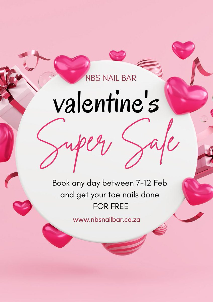 Nqo_nailtech's tweet photo. Hey beautiful peeps!🤗 
Don't miss out on our super sale for Valentine's day, do your manicure and get FREE pedicure!!😀

Please RT
#GirlTalkZA https://t.co/w9TaOVyC7t