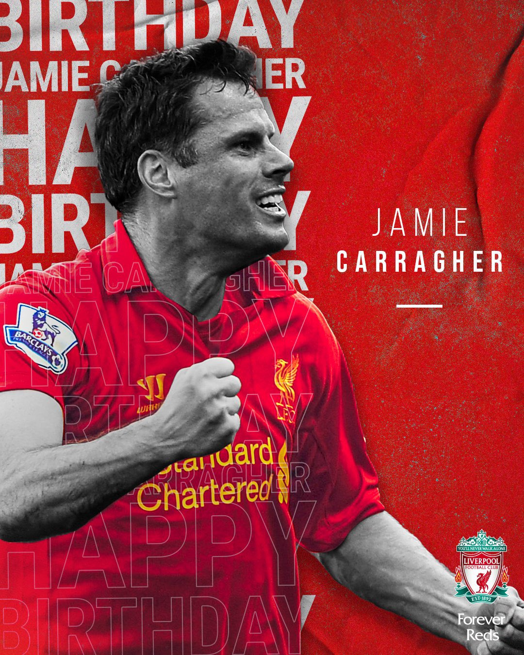 Happy Birthday to Jamie Carragher, who is celebrating his 44th birthday today   