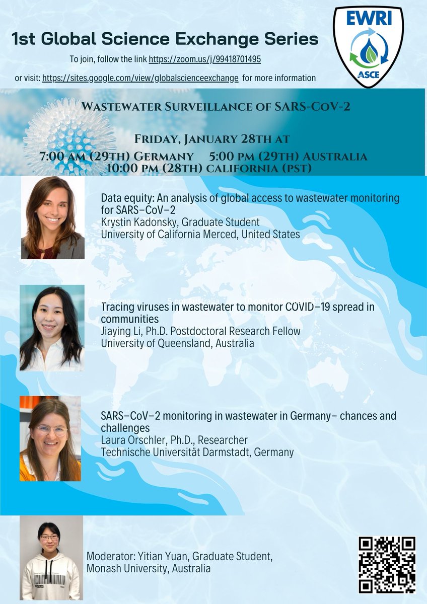 nurhorak's tweet photo. We're looking forward to the first session of #GlobalScienceExchange . Join us to learn about the latest global updates on Wastewater Surveillance of SARS-CoV-2. No registration required: https://t.co/FQC3bJbWwx @womenwaternexus @ASCE_EWRI #wastewater #COVID19 #SARSCoV2 https://t.co/aEHB2TieFV