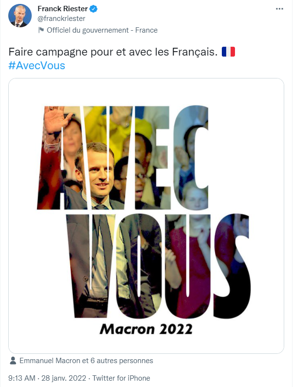 GrablyR's tweet photo. "Campagne", "Macron 2022"... venant d'un ministre, est-ce qu'il reste vraiment quelque chose à officialiser?

(Ah, le tweet vient d'être supprimé, dont voici la capture d'écran). https://t.co/ST6qAgzfbe