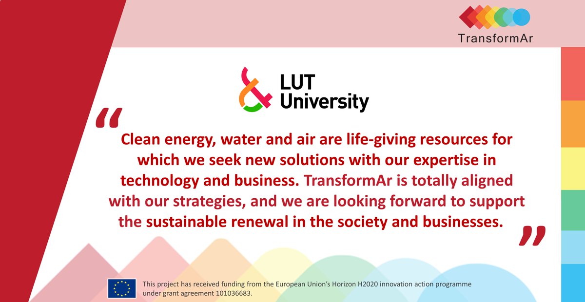 🤝 Discover our partners every week 📅

<a href="/UniLUT/">LUT University 🚀</a> is a pioneering science university, bringing together the fields of #science and #business. 
Within TransformAr, LUT will bring their expertise to perform ex-post assessment to improve #resilience in the #region and/or #community.
