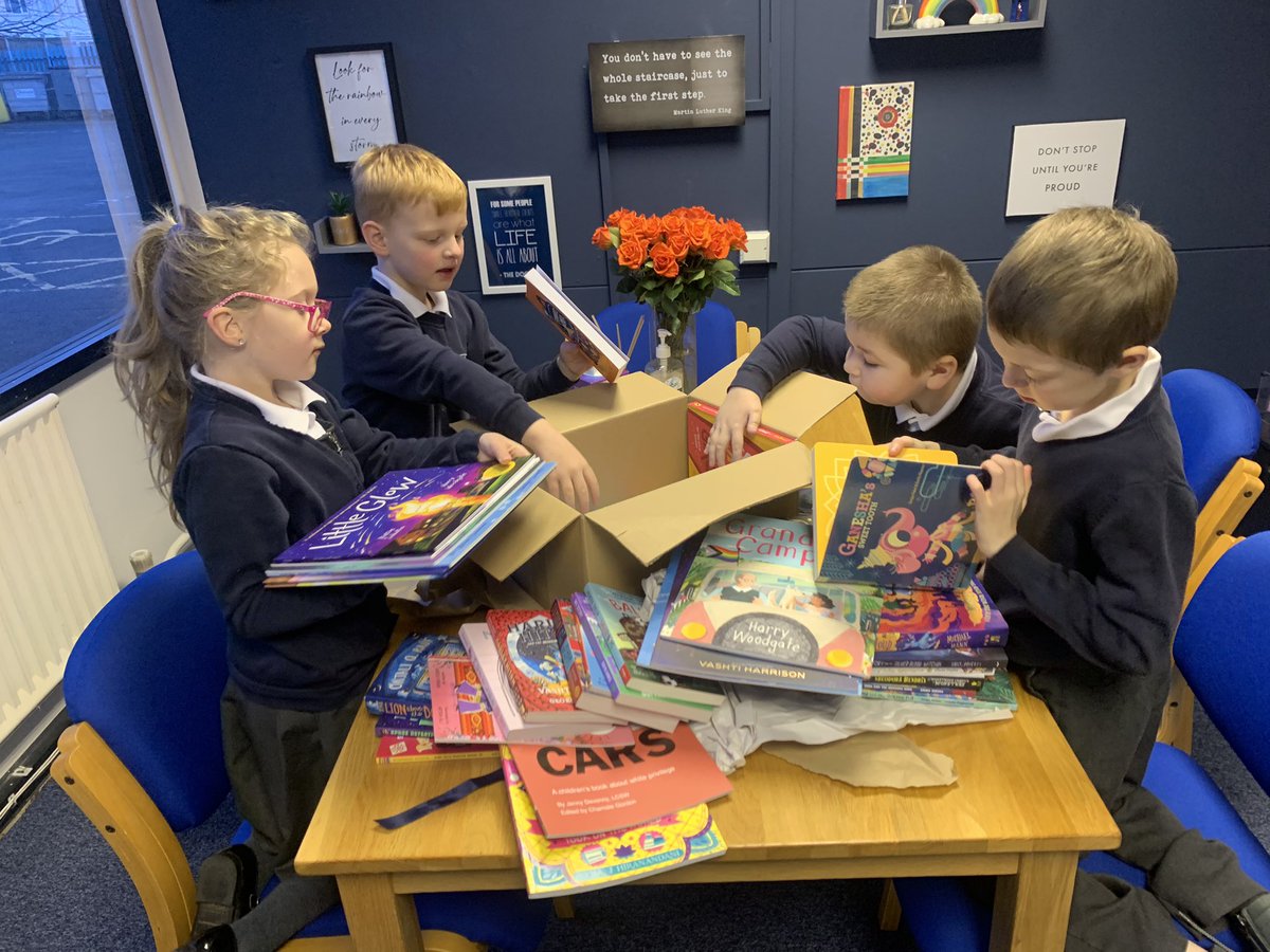 StuartMycroft's tweet photo. What better way to start the day than opening a book delivery with some very excited readers! #WeAreReaders #WeAreCastleway๐ https://t.co/nnBMujnGEI