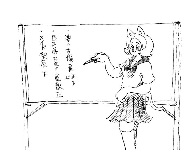 文化祭でのクラスの出し物を決めるネコ 