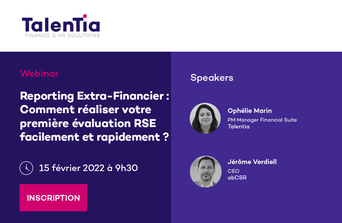 TalentiaSW's tweet photo. 15 Février | 9h30 📢 #WEBINAR Piloter la performance #extra-financière, accompagner l’entreprise vers une croissance durable, définir les bons indicateurs et les communiquer...
Réalisez votre première évaluation #RSE en vous inscrivant à notre webinar👉 https://t.co/S3pkHGxM61 https://t.co/a3FF1lhDB5