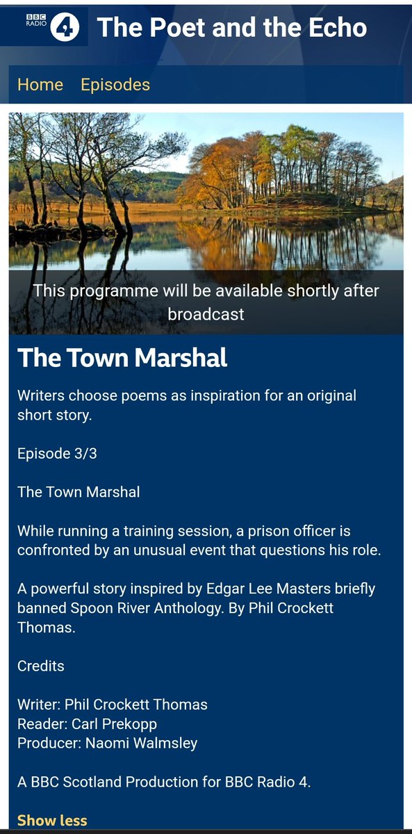 Today on <a href="/BBCRadio4/">BBC Radio 4</a> written by the brilliant @crowdedmouth and given voice by @carlprekopp 

A real pleasure to produce a complex portrait in a single voice. 

Listen live at 15.45 to hear a radio bod say our names. 

#audiodrama #newwriting