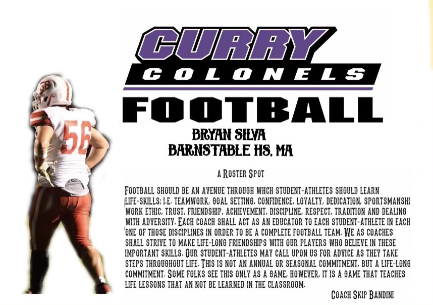 After a great talk with <a href="/CoachSmith14SC/">Eric Smith</a> I am blessed to say I have received my 6th offer to play at <a href="/CurryFootball/">CurryFootball</a>! <a href="/CoachJatkola/">Ross Jatkola</a>