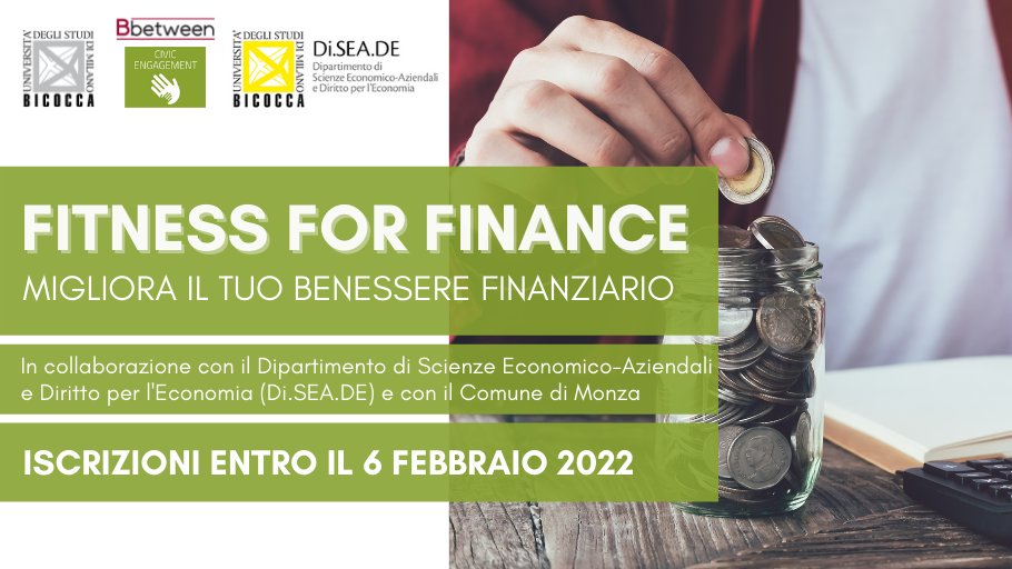 Aperte le iscrizioni alla nuova edizione di “FITNESS FOR FINANCE”!
Il percorso si propone di fornire ai partecipanti gli strumenti base per migliorare il proprio benessere finanziario💰
La partecipazione è GRATUITA!🆓
Per tutte le info visita il sito: unimib.it/eventi/fitness…